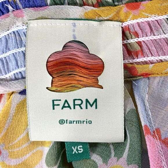 FARM RIO Sunny Daisies Maxi Dress XS Sand Boho Smocked Anthropologie Floral EUC - Picture 7 of 11